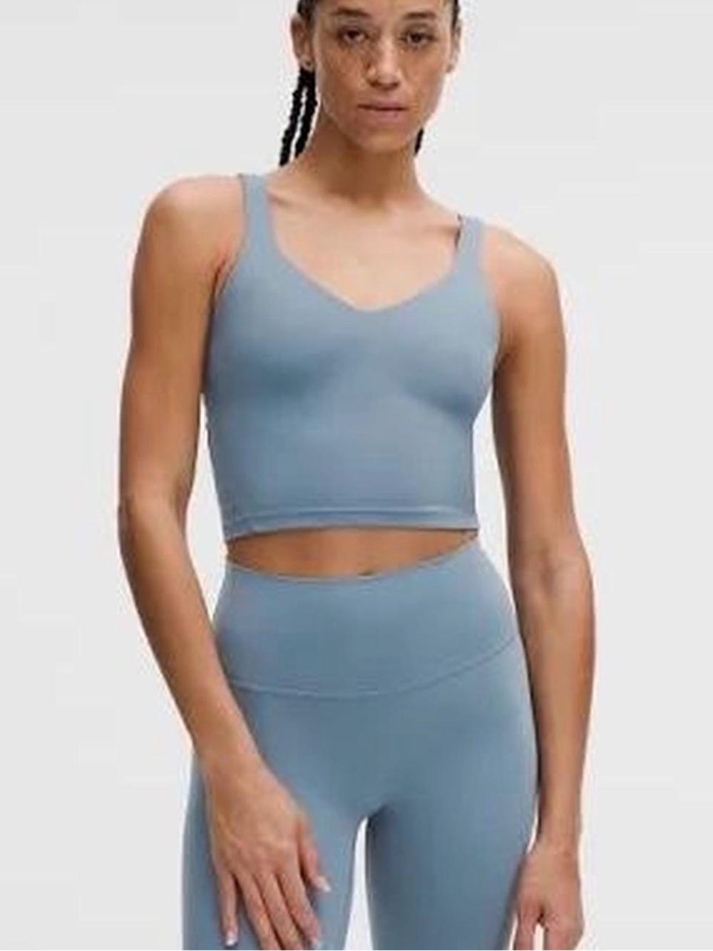 lululemon athletica Dusty Blue Seamless Crop Sports Bra